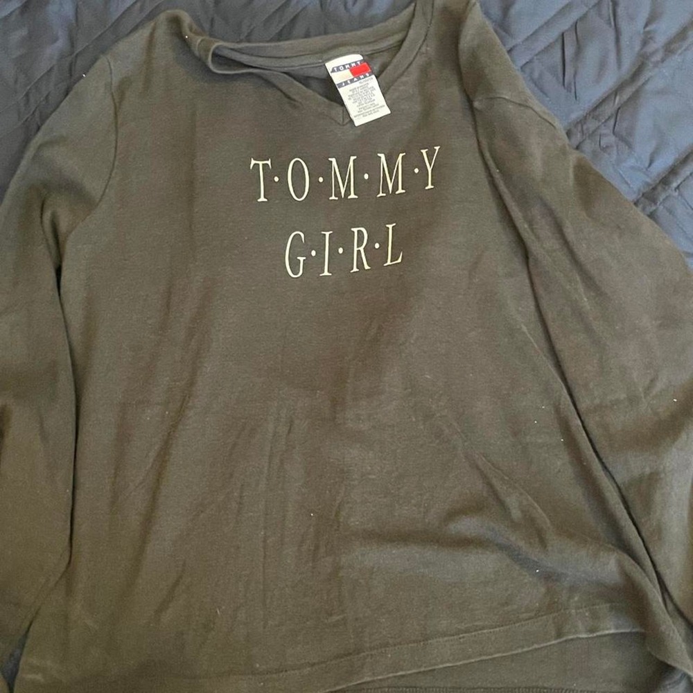 Vtg 1990s "Tommy girl" Tommy Hilfiger black cotton long sleeve shirt in XL